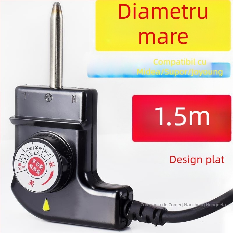 Stil coreean, oală electrică multifuncțională cu cablu de alimentare și priză cu trei pini, cablu de reglare a temperaturii pentru oală electrică și tigaie-grill