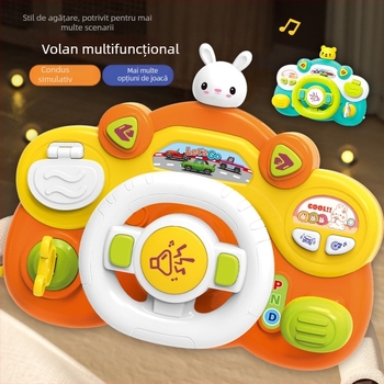 Jucărie educațională – volan electric pentru copii, simulare copilot, lumini și muzică, agățată de cărucior, pentru copii 0–3 ani