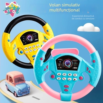 Jucărie educațională – volan electric pentru copii, simulare copilot, lumini și muzică, agățată de cărucior, pentru copii 0–3 ani