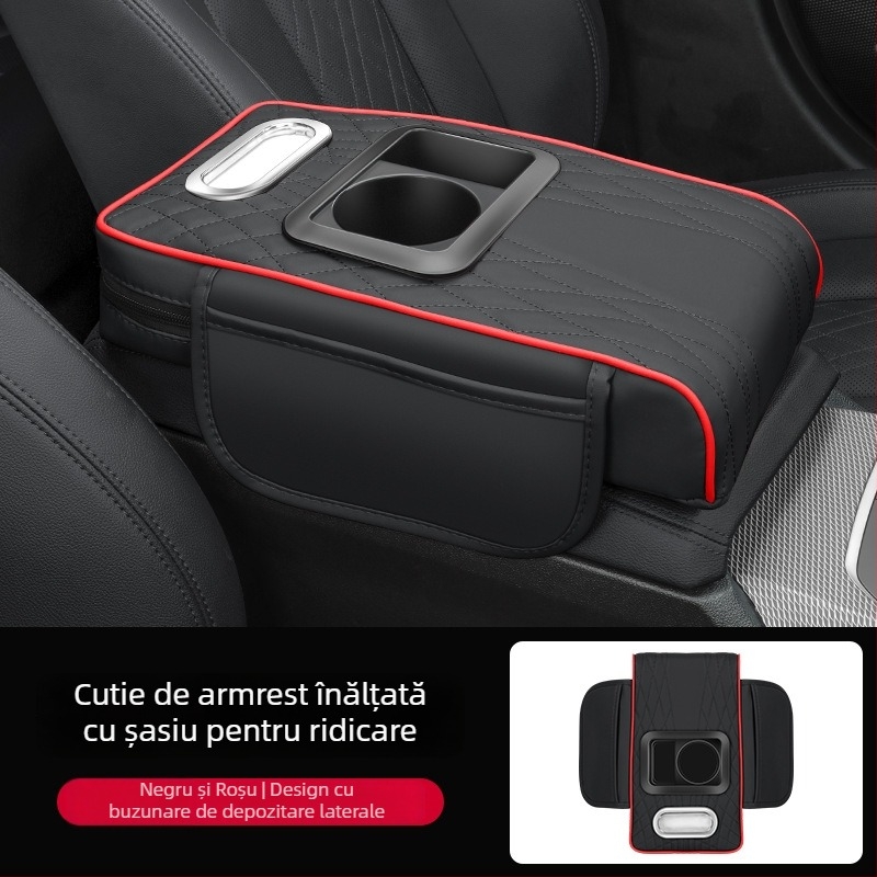 Pad de braț din piele pentru mașină, cu suport pentru cană și compartiment pentru șervețele, universal, personalizabil, Brand Luda