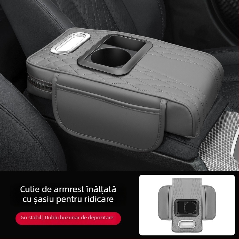 Pad de braț din piele pentru mașină, cu suport pentru cană și compartiment pentru șervețele, universal, personalizabil, Brand Luda