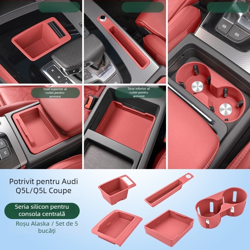 Pad de depozitare din silicon pentru cotieră, pentru Audi Q5L, compatibil cu A4/A6L; fabricat în Guangzhou, fără personalizare.