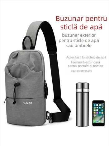 Geantă toracică pentru bărbați, capacitate mare, material Oxford, impermeabilă, respirabilă și rezistentă, pentru drumeții de recreere
