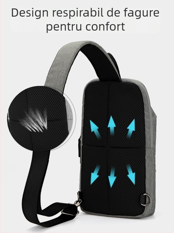 Geantă toracică pentru bărbați, capacitate mare, material Oxford, impermeabilă, respirabilă și rezistentă, pentru drumeții de recreere