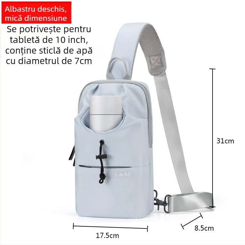 Geantă toracică pentru bărbați, capacitate mare, material Oxford, impermeabilă, respirabilă și rezistentă, pentru drumeții de recreere