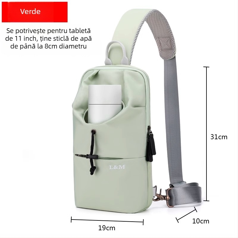 Geantă toracică pentru bărbați, capacitate mare, material Oxford, impermeabilă, respirabilă și rezistentă, pentru drumeții de recreere