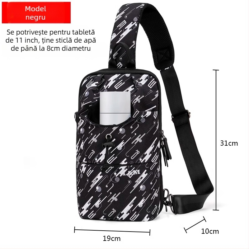 Geantă toracică pentru bărbați, capacitate mare, material Oxford, impermeabilă, respirabilă și rezistentă, pentru drumeții de recreere