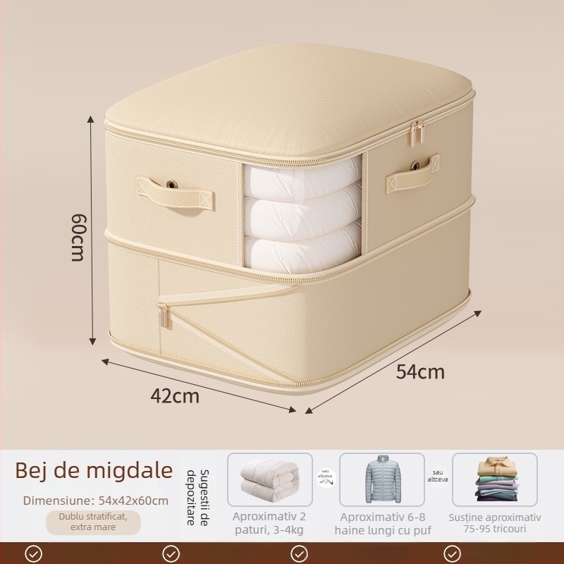 Sac de depozitare pentru pături, capacitate mare, țesătură twill, formă cubică, model SND1101