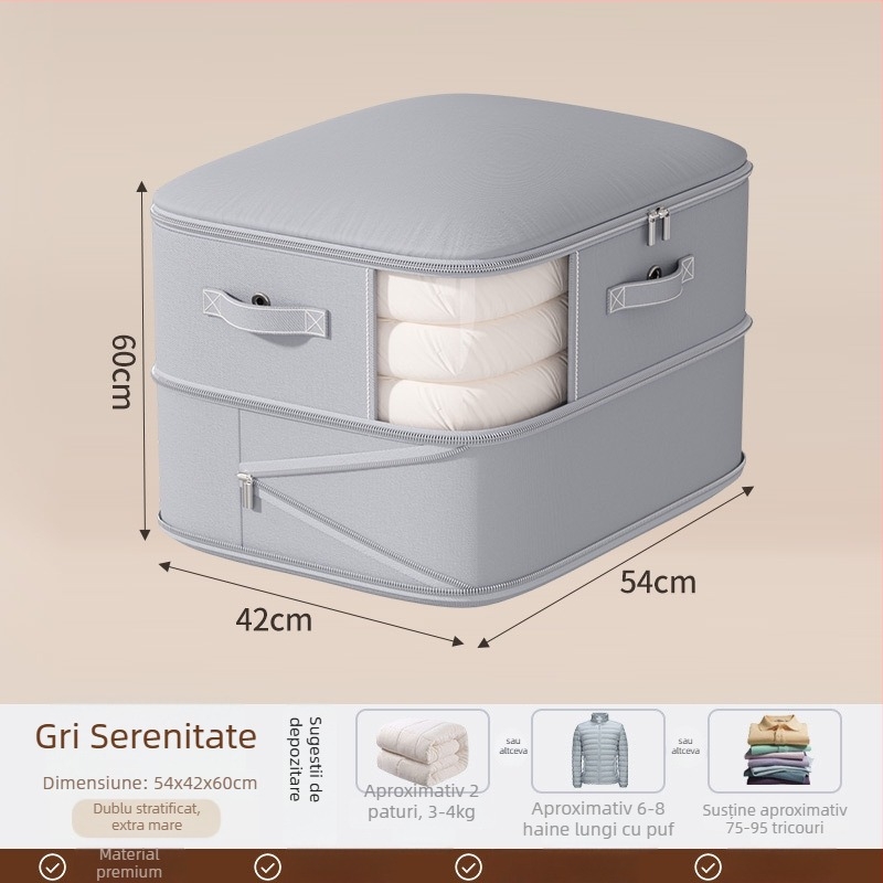 Sac de depozitare pentru pături, capacitate mare, țesătură twill, formă cubică, model SND1101