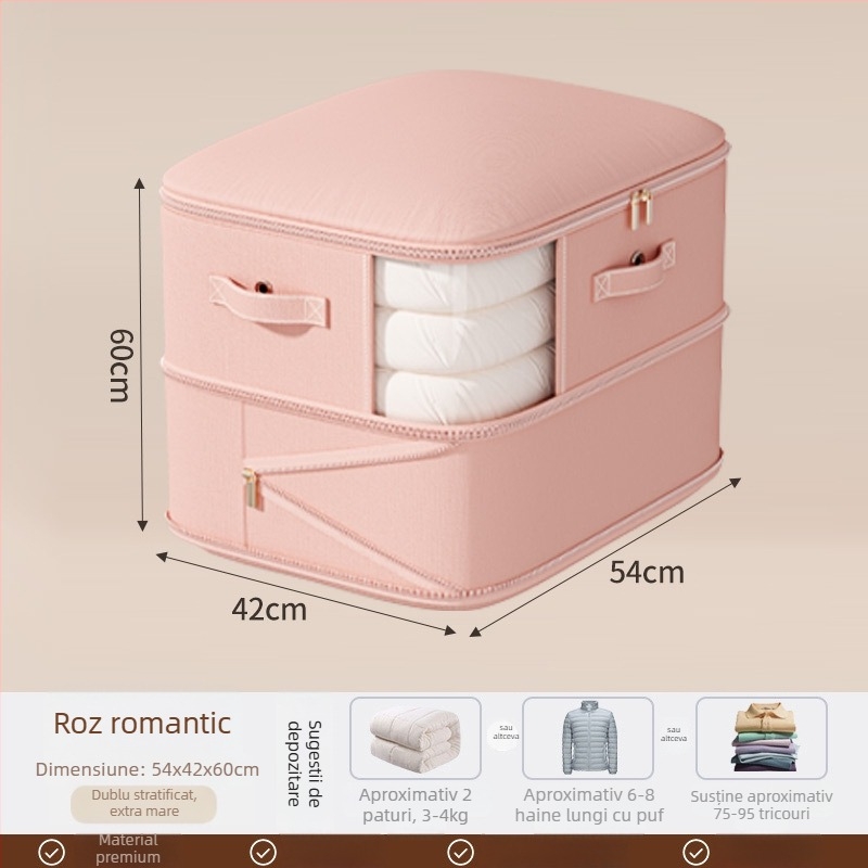 Sac de depozitare pentru pături, capacitate mare, țesătură twill, formă cubică, model SND1101