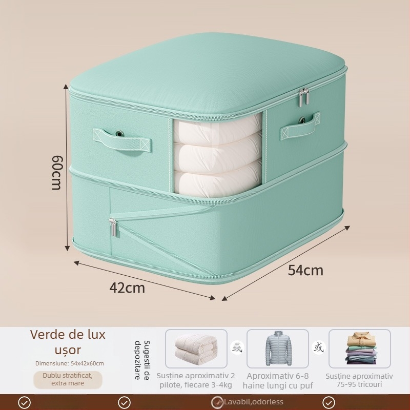 Sac de depozitare pentru pături, capacitate mare, țesătură twill, formă cubică, model SND1101