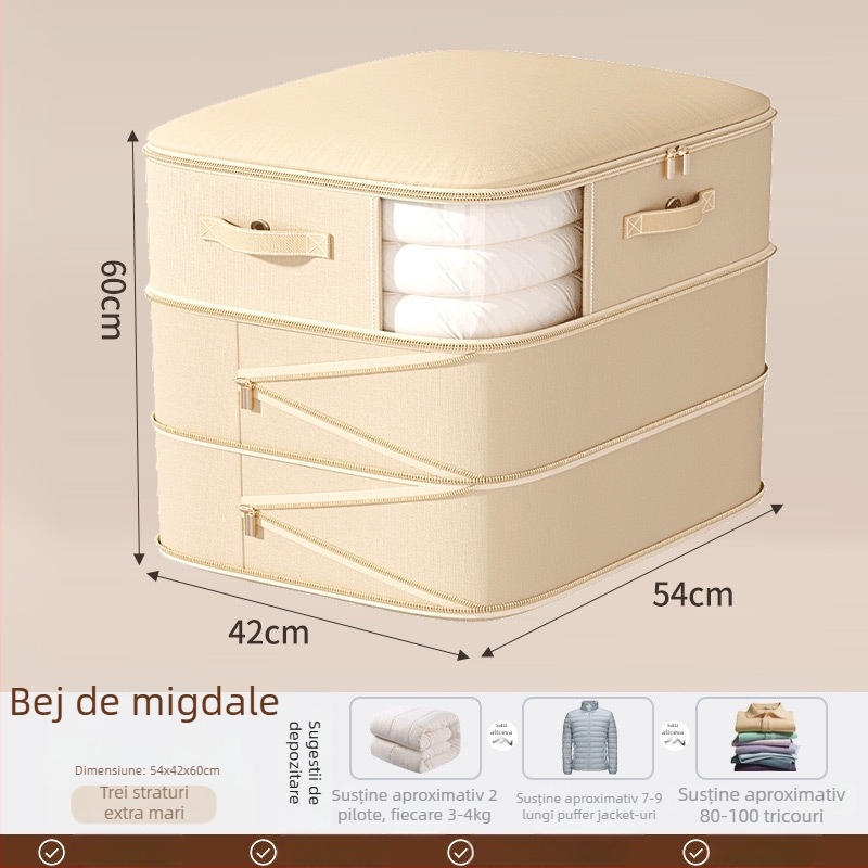 Sac de depozitare pentru pături, capacitate mare, țesătură twill, formă cubică, model SND1101