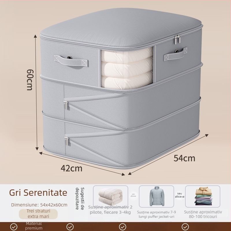 Sac de depozitare pentru pături, capacitate mare, țesătură twill, formă cubică, model SND1101