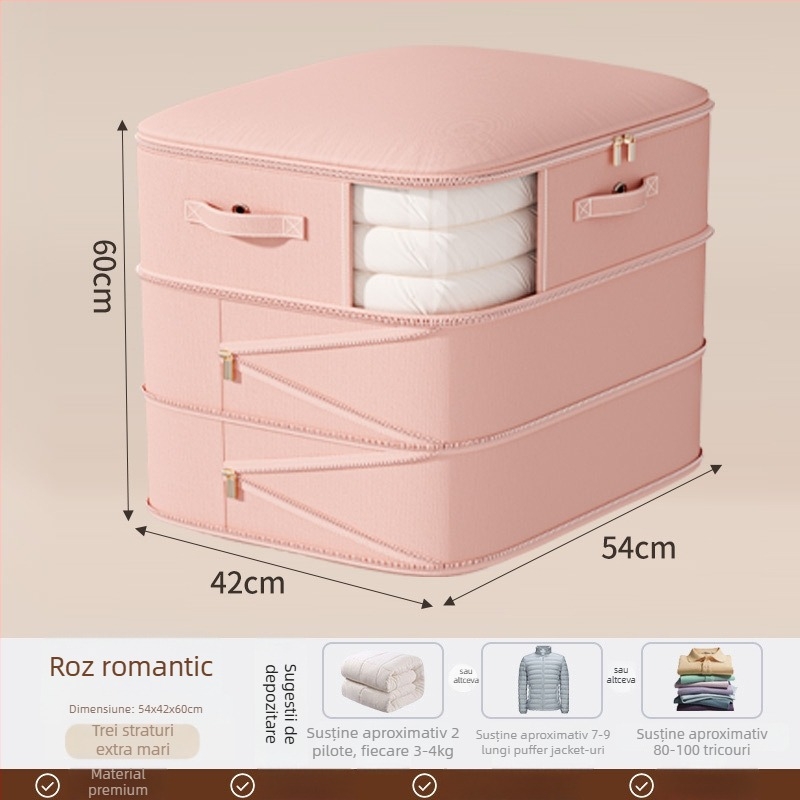 Sac de depozitare pentru pături, capacitate mare, țesătură twill, formă cubică, model SND1101