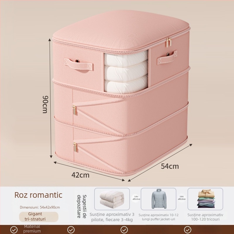 Sac de depozitare pentru pături, capacitate mare, țesătură twill, formă cubică, model SND1101