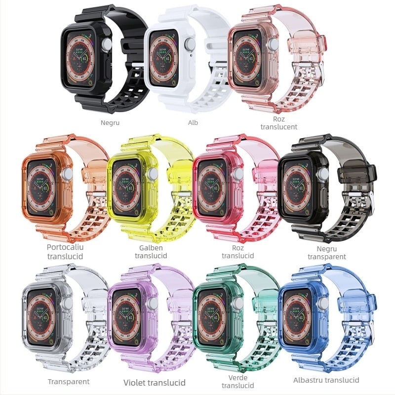 Brățară Apple Watch din TPU silicon, cu cataramă, compatibilă cu Ultra și Seriile 1–11