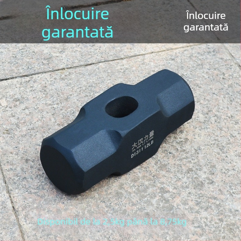 Ciocan octagonal, oțel carbon, rezistent la șocuri, mâner din lemn, prelucrare personalizată disponibilă