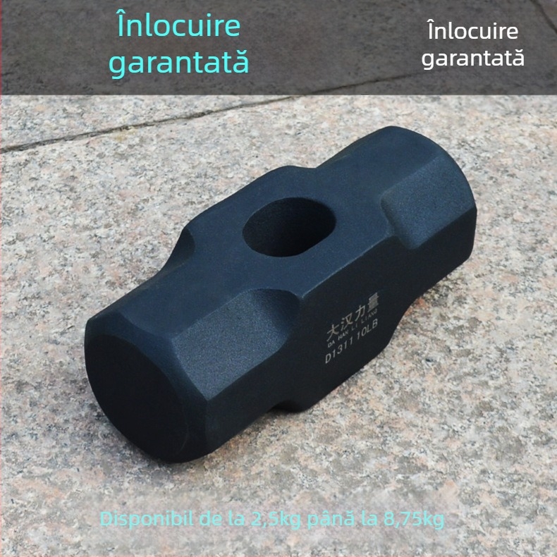 Ciocan octagonal, oțel carbon, rezistent la șocuri, mâner din lemn, prelucrare personalizată disponibilă