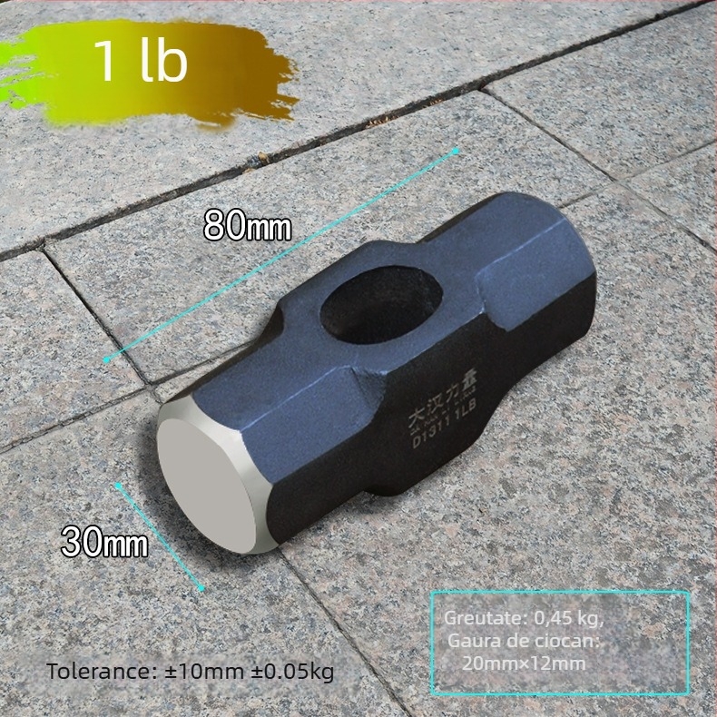 Ciocan octagonal, oțel carbon, rezistent la șocuri, mâner din lemn, prelucrare personalizată disponibilă