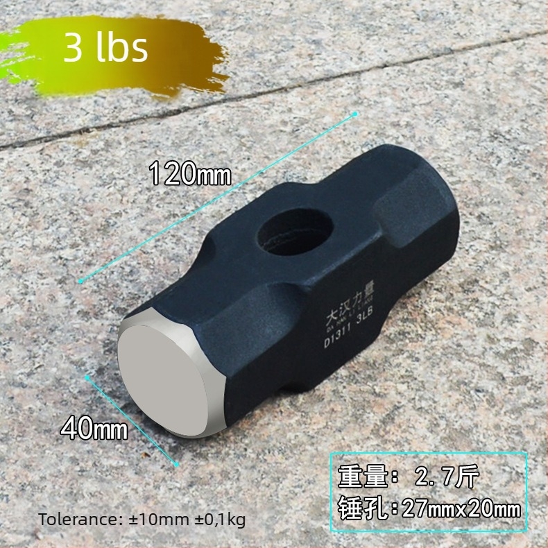 Ciocan octagonal, oțel carbon, rezistent la șocuri, mâner din lemn, prelucrare personalizată disponibilă