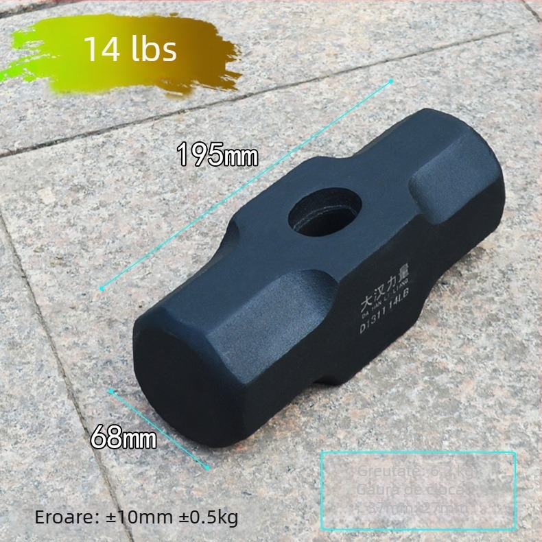 Ciocan octagonal, oțel carbon, rezistent la șocuri, mâner din lemn, prelucrare personalizată disponibilă