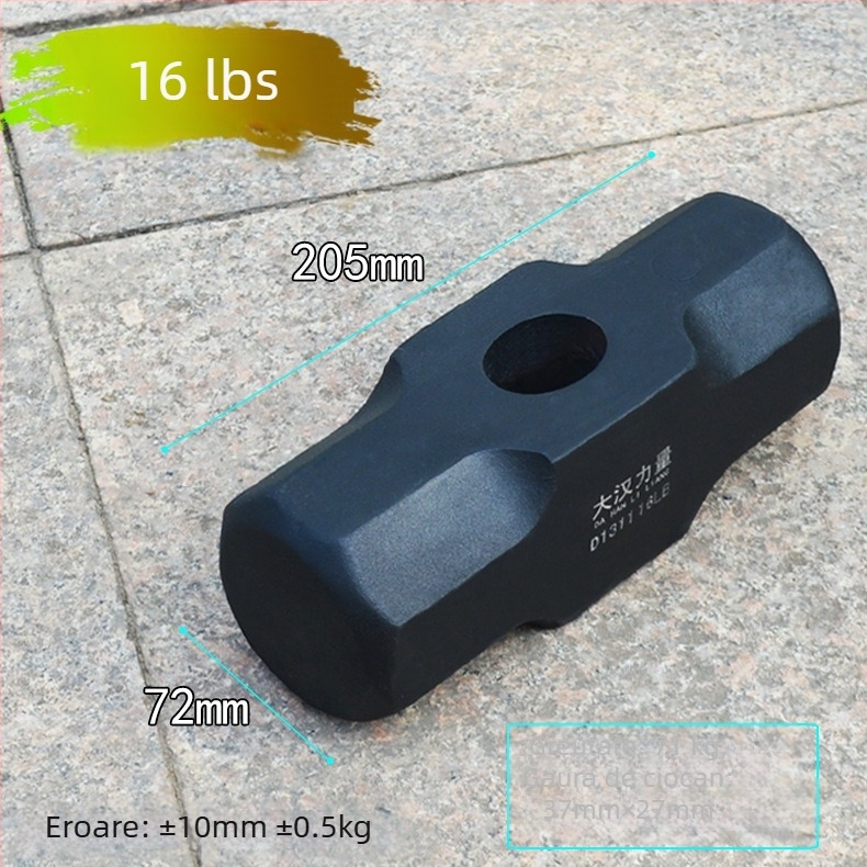 Ciocan octagonal, oțel carbon, rezistent la șocuri, mâner din lemn, prelucrare personalizată disponibilă