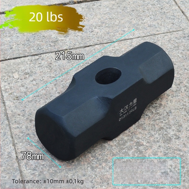 Ciocan octagonal, oțel carbon, rezistent la șocuri, mâner din lemn, prelucrare personalizată disponibilă