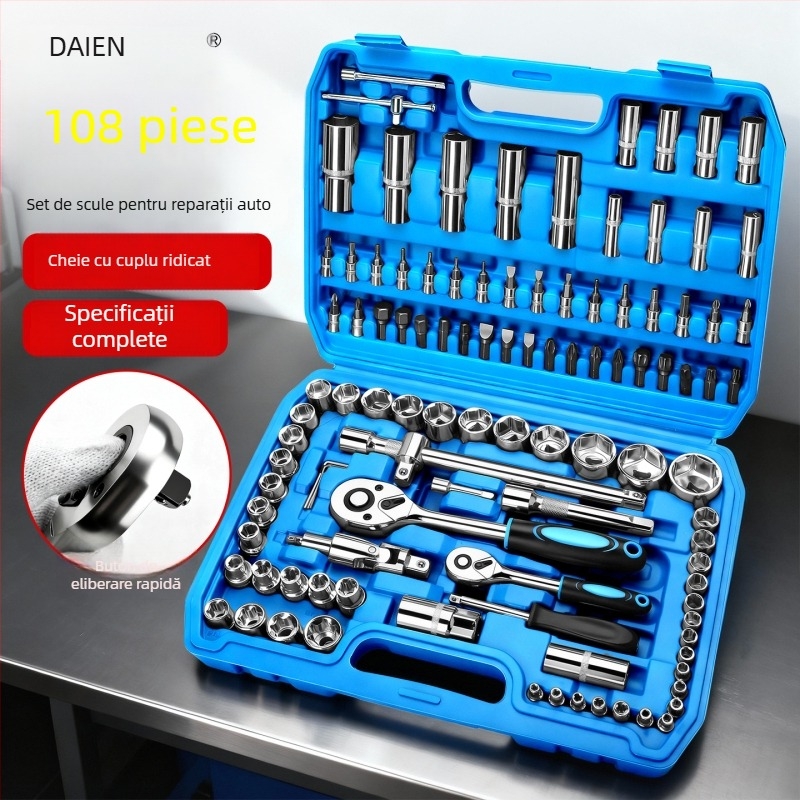 Set unelte auto pentru reparații cu cheie ratchetă și set de chei tubulare — oțel carbon, Dane Tools