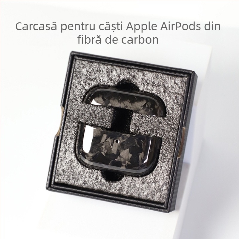 Husă de protecție pentru AirPods Pro a doua generație și AirPods 3, carcasă rigidă, fibră de carbon forjată, mărgele lucrate manual, personalizare disponibilă