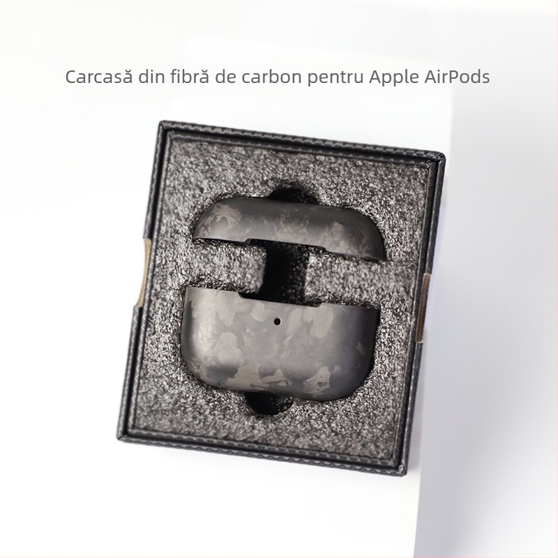 Husă de protecție pentru AirPods Pro a doua generație și AirPods 3, carcasă rigidă, fibră de carbon forjată, mărgele lucrate manual, personalizare disponibilă