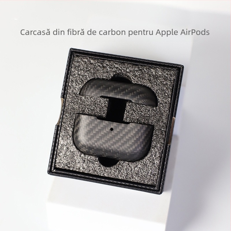 Husă de protecție pentru AirPods Pro a doua generație și AirPods 3, carcasă rigidă, fibră de carbon forjată, mărgele lucrate manual, personalizare disponibilă