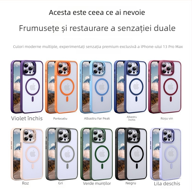 Carcasă pentru telefon cu suport invizibil pentru lentile și folie magnetică pentru lentile, acrilic, presare la cald, rezistent la uzură, anti-cădere, anti-amprente, personalizabilă, compatibilă cu modelul 6043716