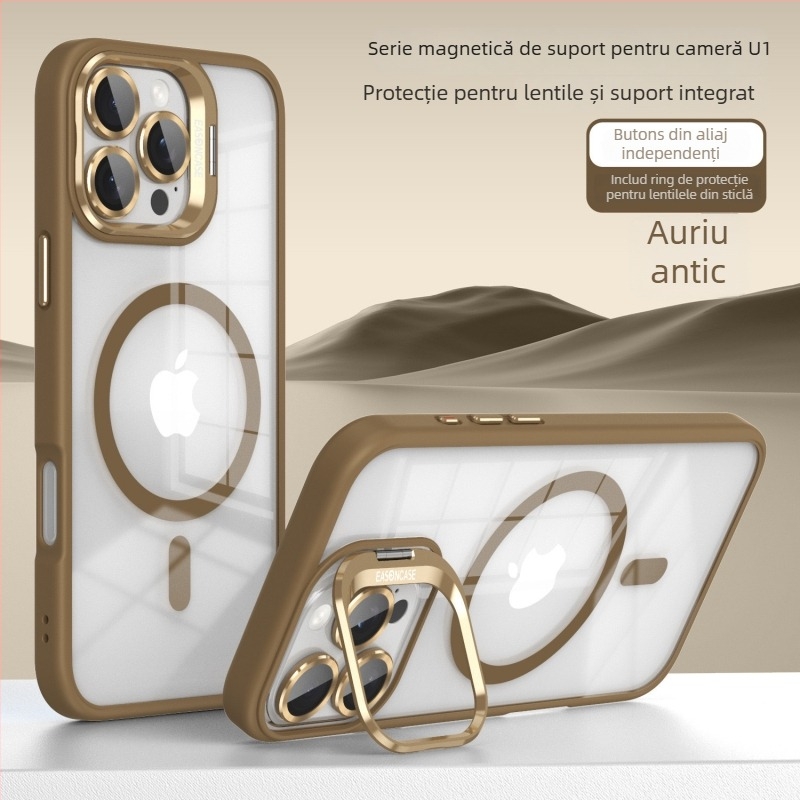 Carcasă pentru telefon cu suport invizibil pentru lentile și folie magnetică pentru lentile, acrilic, presare la cald, rezistent la uzură, anti-cădere, anti-amprente, personalizabilă, compatibilă cu modelul 6043716