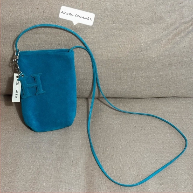 Geantă de telefon din piele naturală, stil bucket, cu buzunar pentru documente, căptușeală poliester, curea pe un umăr, vară 2024