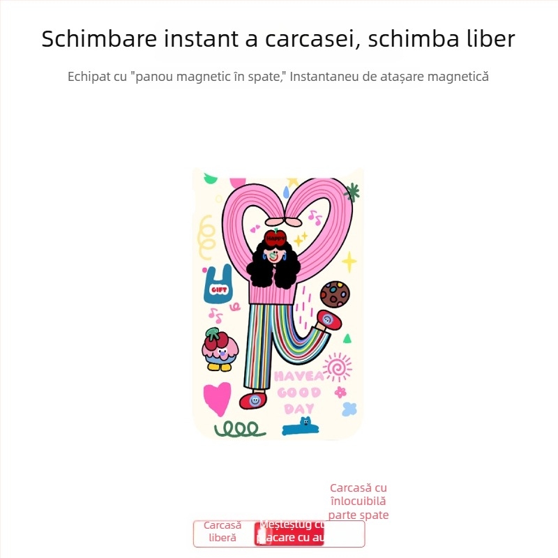 Carcasă magnetică pentru iPhone 17 Pro Max, două în unu, panou posterior înlocuibil, PC mat, personalizabil