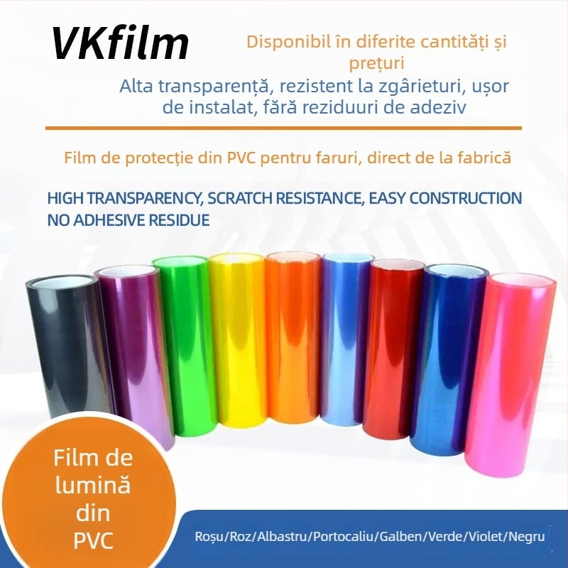 Film pentru faruri din PVC – schimbare de culoare, autocolant pentru faruri, model transparent incolor, instalare cu bandă, marca Yiteng New Material
