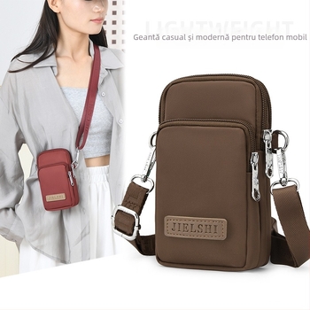 Geantă de umăr pentru femei din Oxford, cu fermoar, formă orizontal pătrată, căptușeală poliester, stil proaspăt și dulce.