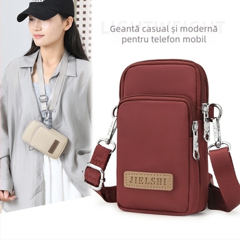 Geantă de umăr pentru femei din Oxford, cu fermoar, formă orizontal pătrată, căptușeală poliester, stil proaspăt și dulce.