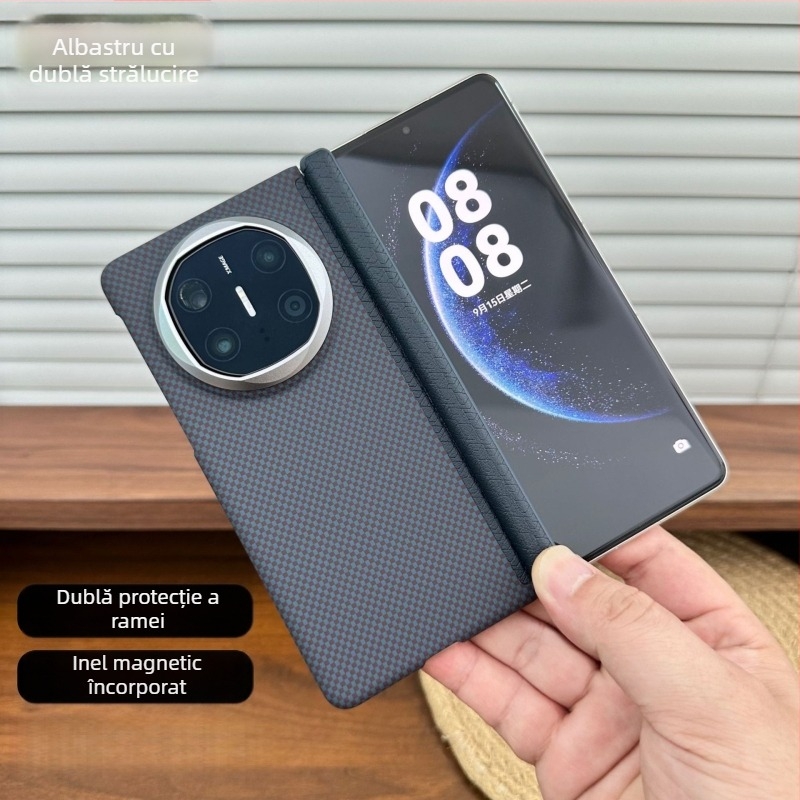 Carcasă de protecție pentru Huawei Mate X5, cu atașare magnetică, textură Kevlar, seria X6, balama cu axă centrală dublă, din PC ultra-subțire