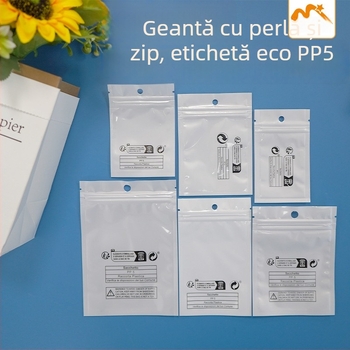Pungă de ambalare din film CPP perlat, auto-sigilantă, anti-sufocare, pentru bijuterii și ambalarea cadourilor; Material: film CPP; Lungime sigilare: 5–20 cm
