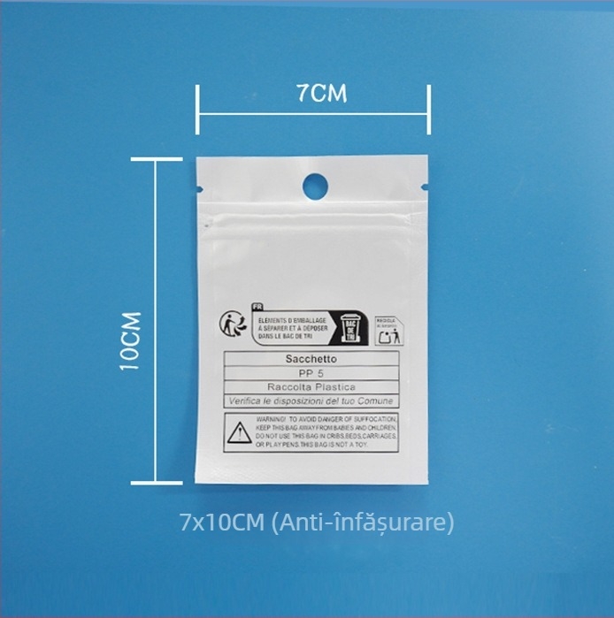 Pungă de ambalare din film CPP perlat, auto-sigilantă, anti-sufocare, pentru bijuterii și ambalarea cadourilor; Material: film CPP; Lungime sigilare: 5–20 cm