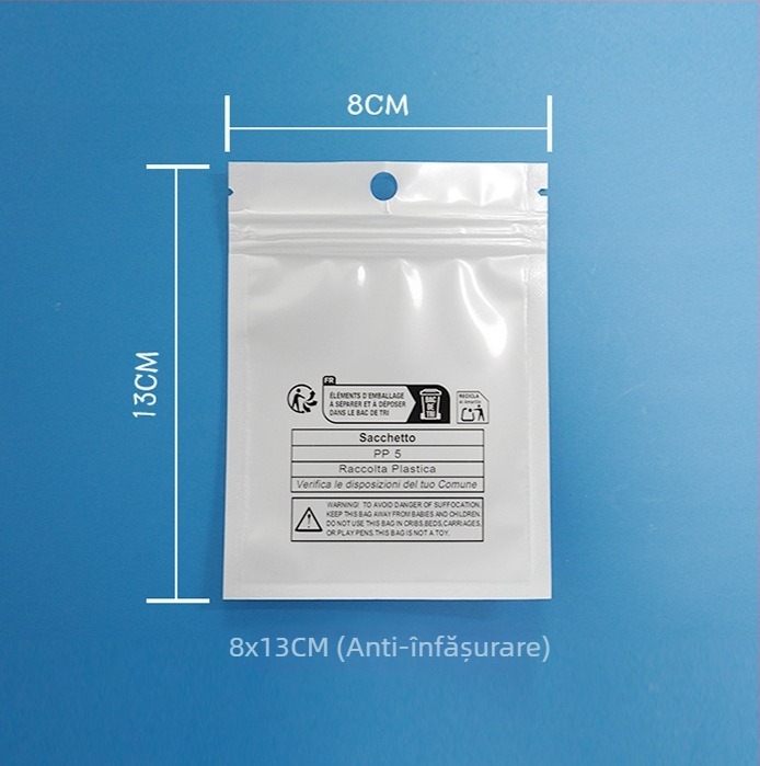 Pungă de ambalare din film CPP perlat, auto-sigilantă, anti-sufocare, pentru bijuterii și ambalarea cadourilor; Material: film CPP; Lungime sigilare: 5–20 cm