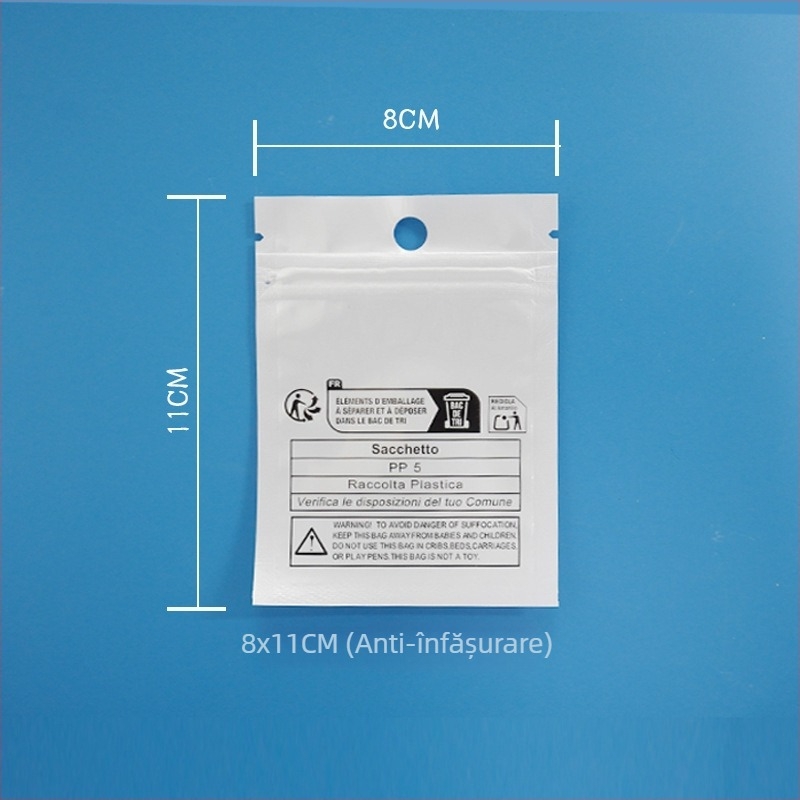 Pungă de ambalare din film CPP perlat, auto-sigilantă, anti-sufocare, pentru bijuterii și ambalarea cadourilor; Material: film CPP; Lungime sigilare: 5–20 cm