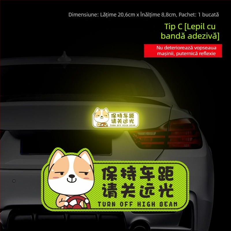 Sticker avertizor reflectorizant pentru condus noaptea — Montaj cu ventuză; Material: Autocolant; Model: Alte; Personalizare: Da; Brand: Sigh Time