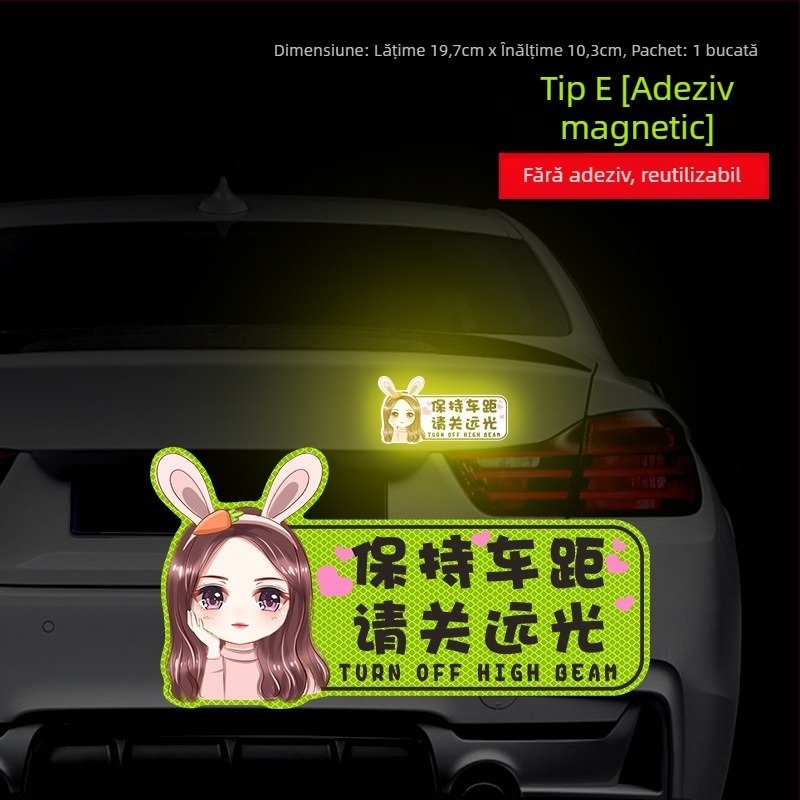 Sticker avertizor reflectorizant pentru condus noaptea — Montaj cu ventuză; Material: Autocolant; Model: Alte; Personalizare: Da; Brand: Sigh Time