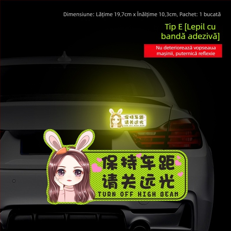 Sticker avertizor reflectorizant pentru condus noaptea — Montaj cu ventuză; Material: Autocolant; Model: Alte; Personalizare: Da; Brand: Sigh Time