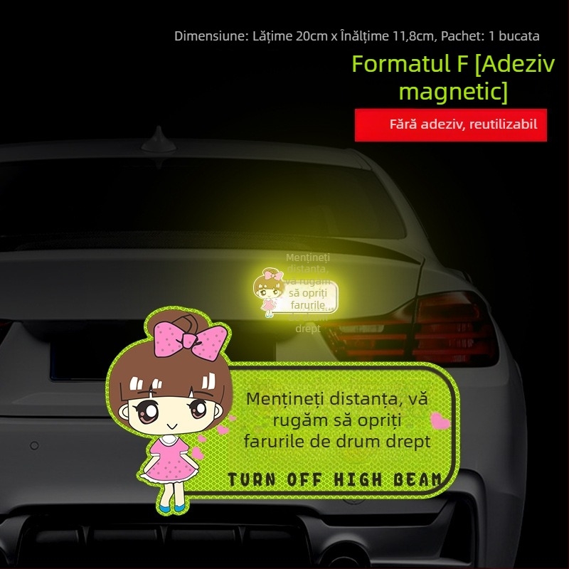 Sticker avertizor reflectorizant pentru condus noaptea — Montaj cu ventuză; Material: Autocolant; Model: Alte; Personalizare: Da; Brand: Sigh Time