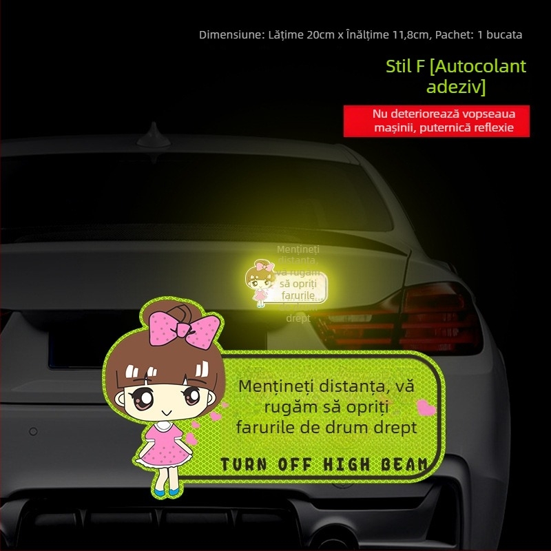 Sticker avertizor reflectorizant pentru condus noaptea — Montaj cu ventuză; Material: Autocolant; Model: Alte; Personalizare: Da; Brand: Sigh Time