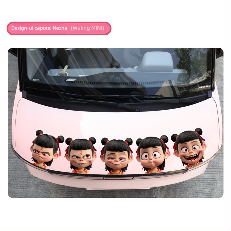 Nezha autocolante pentru mașină – desen animat, instalare magnetică, design creativ personalizat