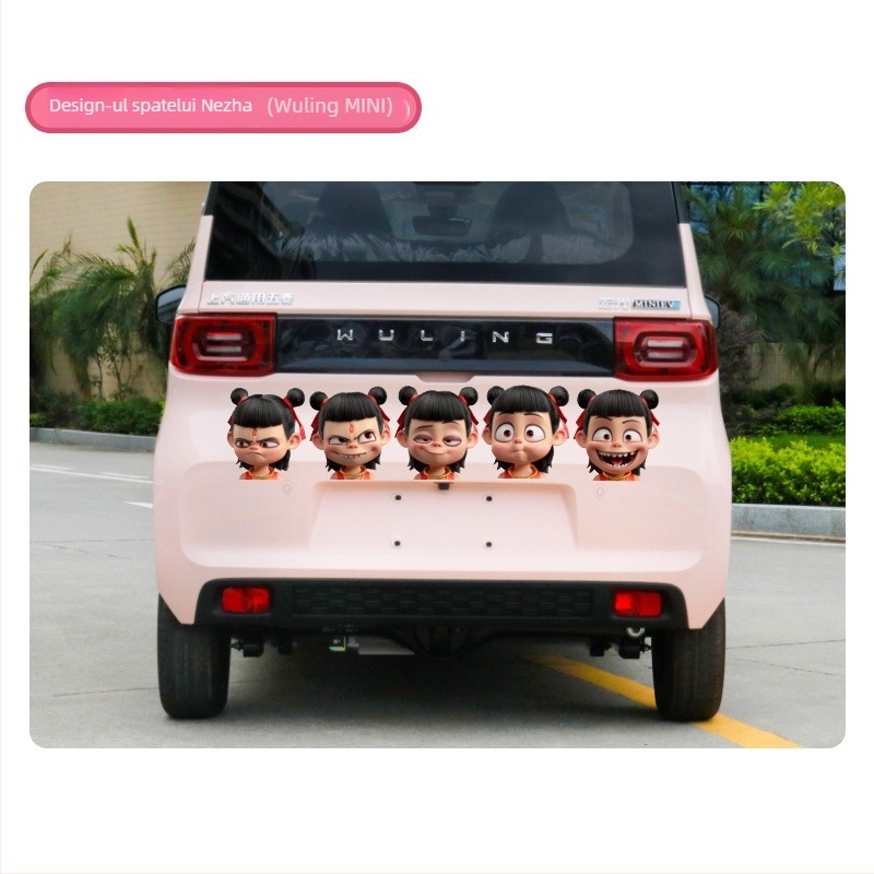 Nezha autocolante pentru mașină – desen animat, instalare magnetică, design creativ personalizat